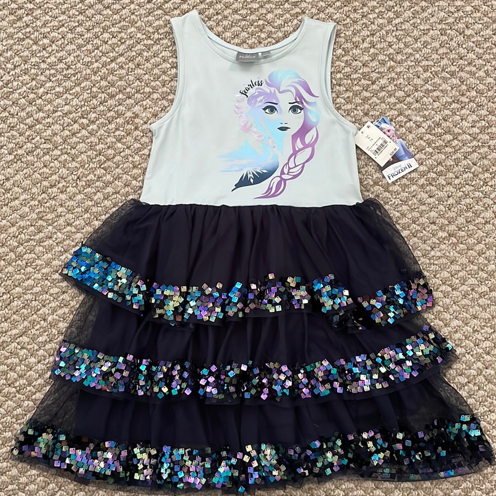 NWT Disney Frozen II Girls tiered tulle Elsa dress - M 7/8